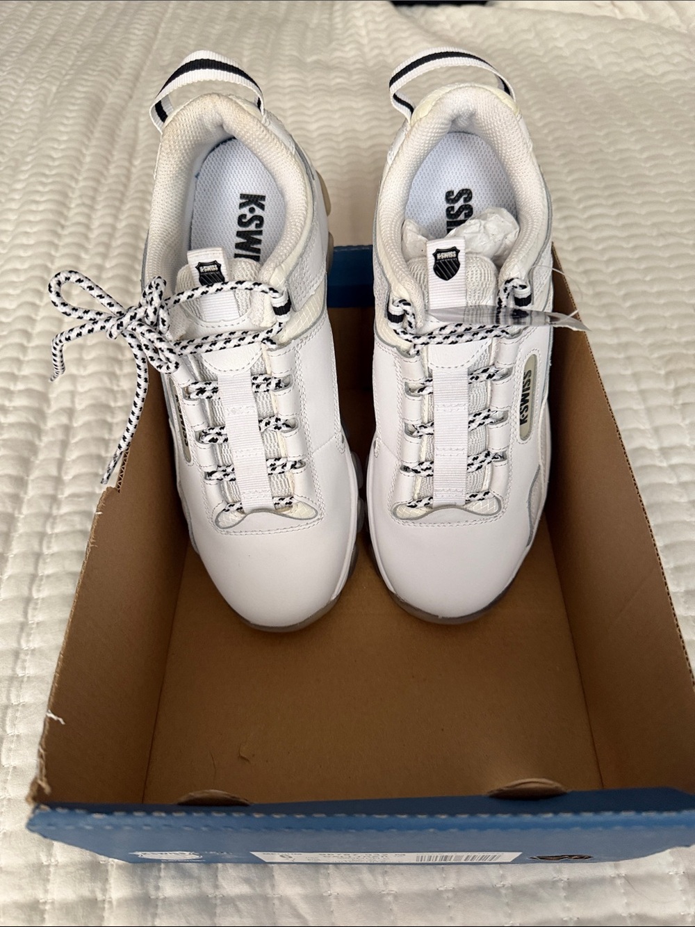 K-Swiss White Sneakers with Black Accents